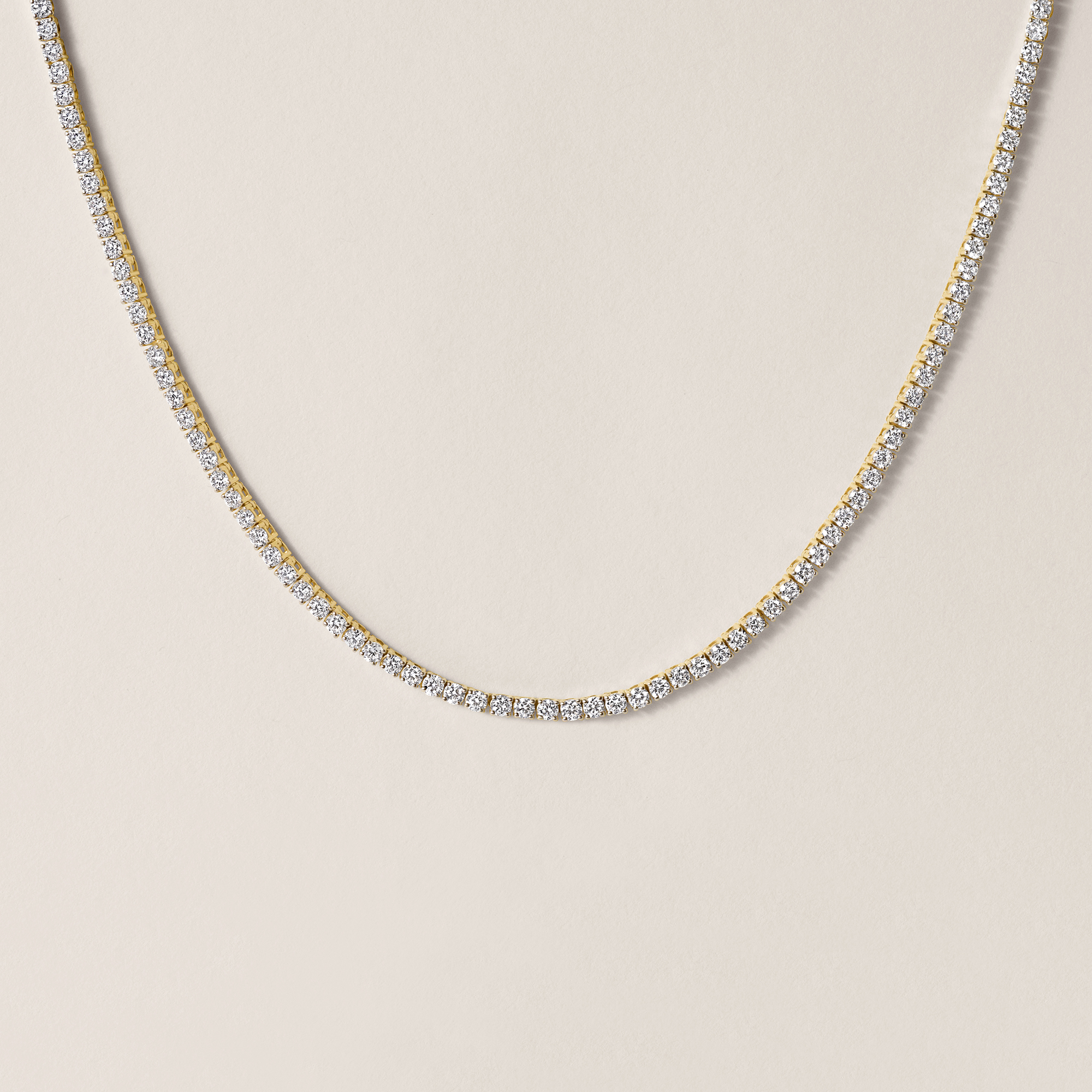 7.00 CTS 14k Yellow Gold Lab Diamond Tennis Necklace