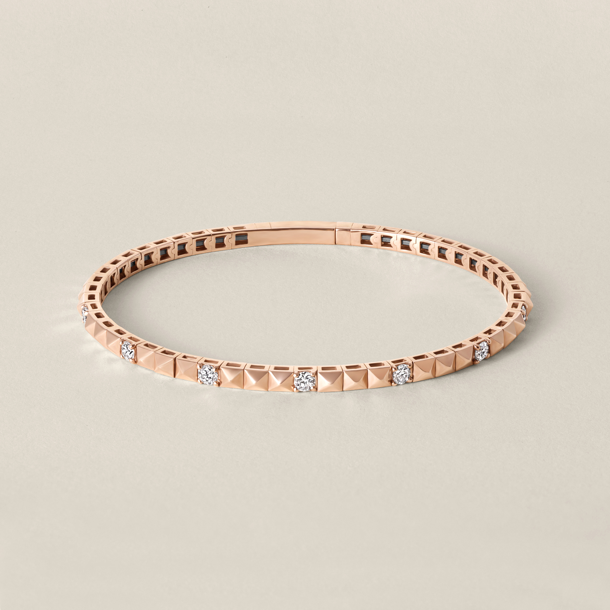 Rose Gold Lab Diamond Flex Pyramid Bangle